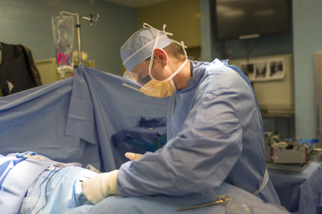 Orthopedic surgeon operating surgery on patient